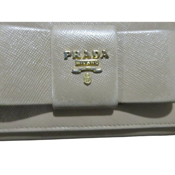 Prada Blush Pink Italian Saffiano Leather Ribbon Bow Embellished Bi-Fold Wallet - Picture 8 of 15